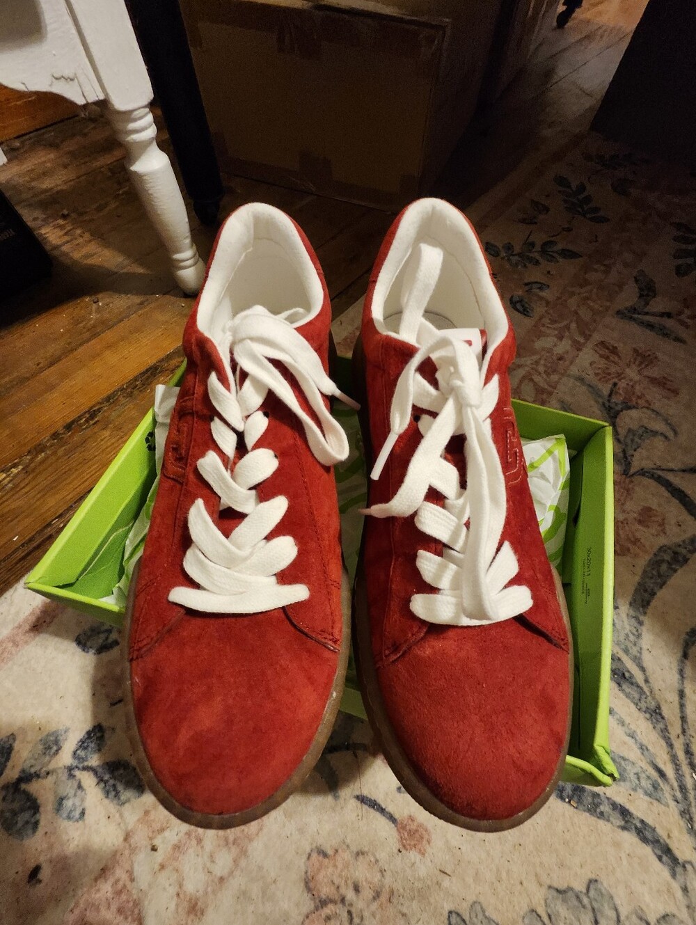 Sam Edelman Womens Red Suede Sneakers
